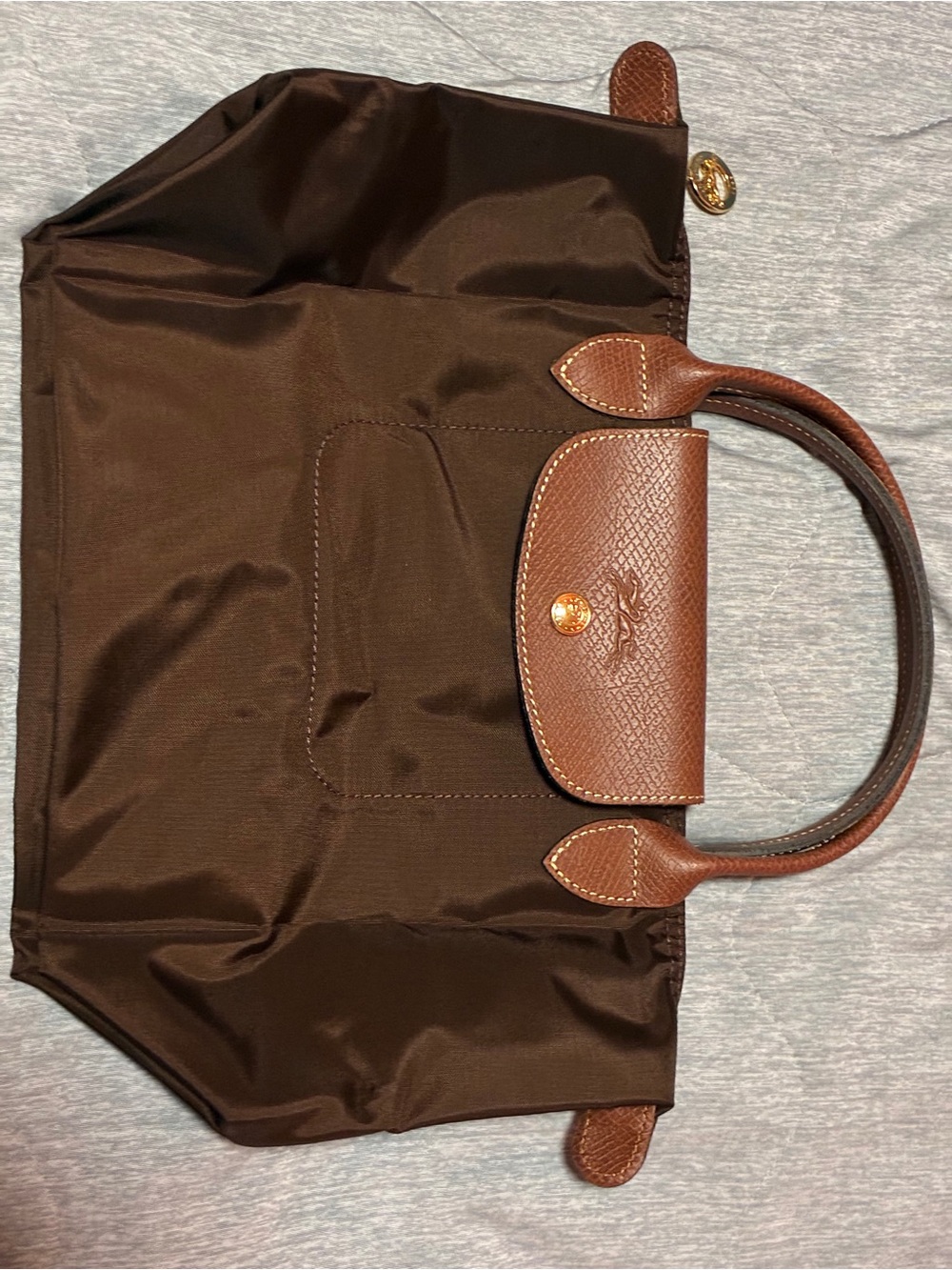 Longchamp Brown Nylon Tote with Brown Leather Trim